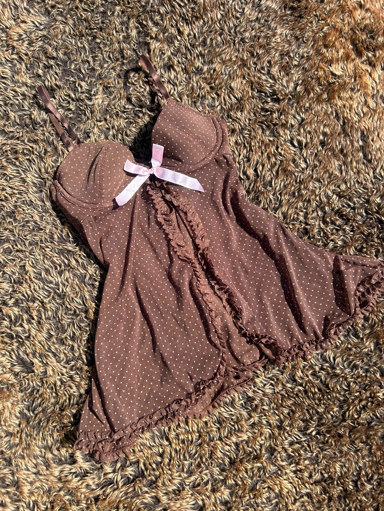Brown Polka Dot Camisole Vest