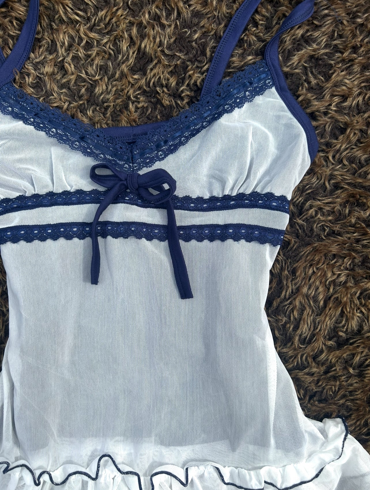 Ruffle Blue Camisole Vest Top