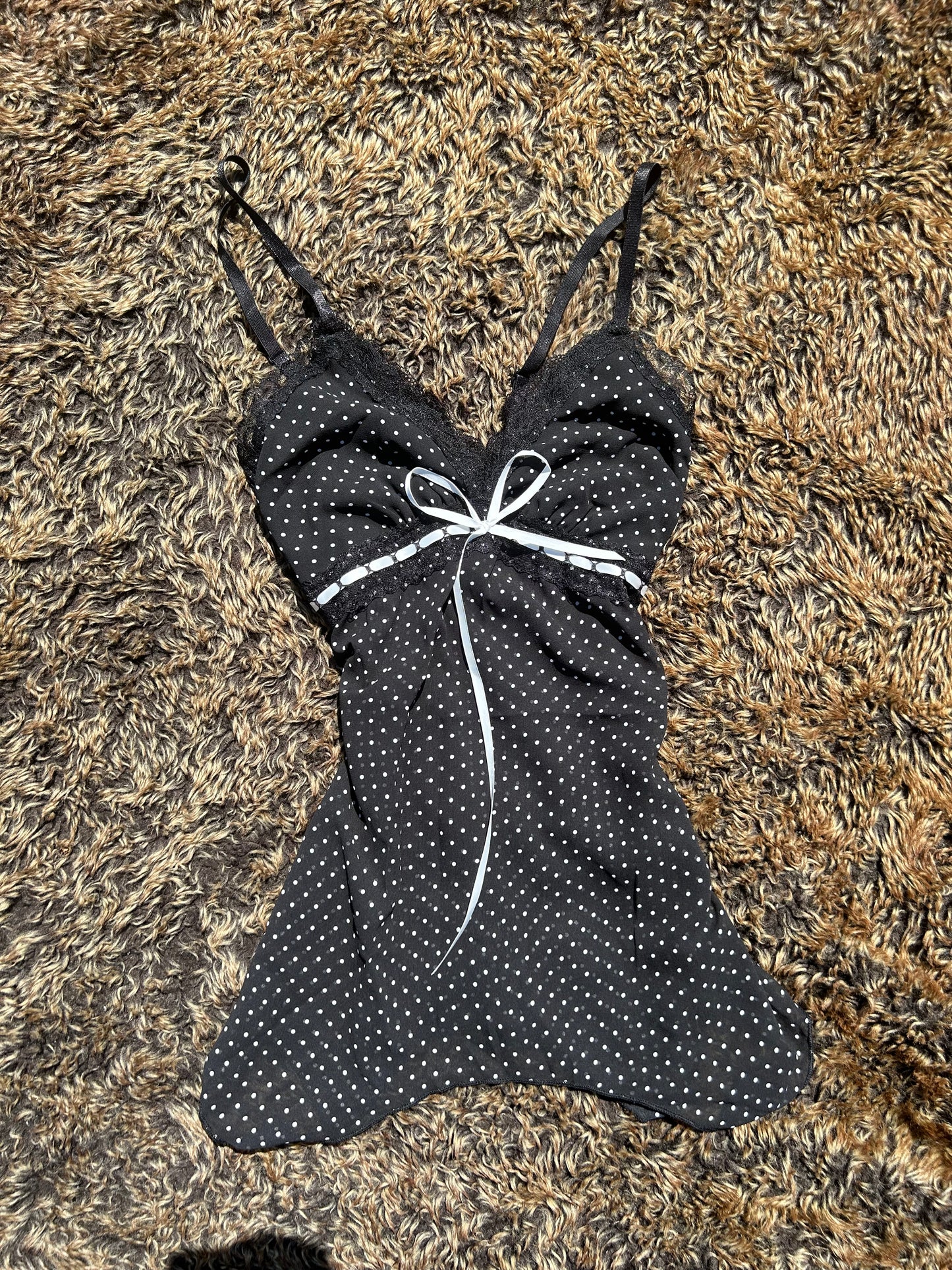 Black Polka Dot Bow Tie Camisole Vest Top