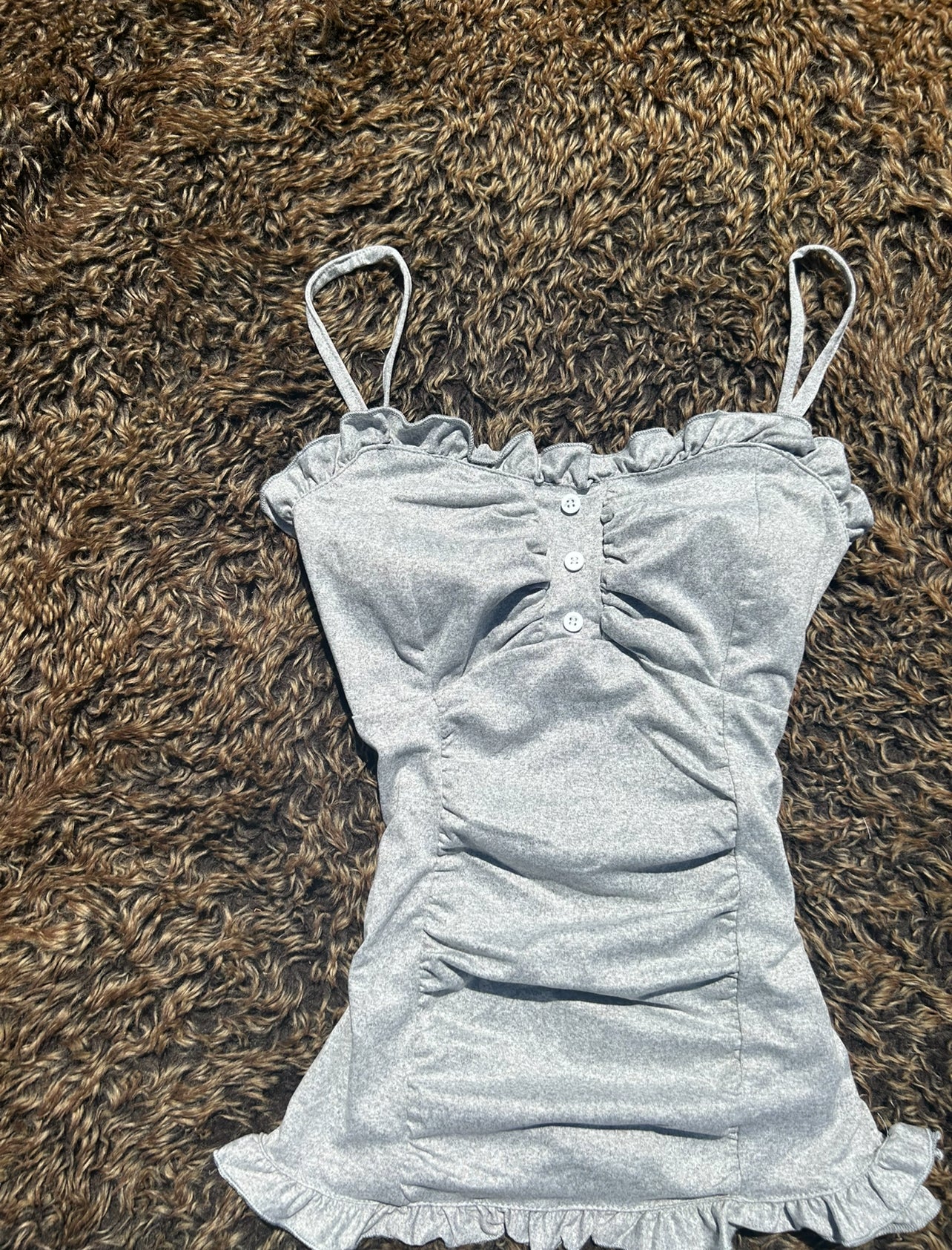 Grey Ruffle Hem Camisole Vest Top
