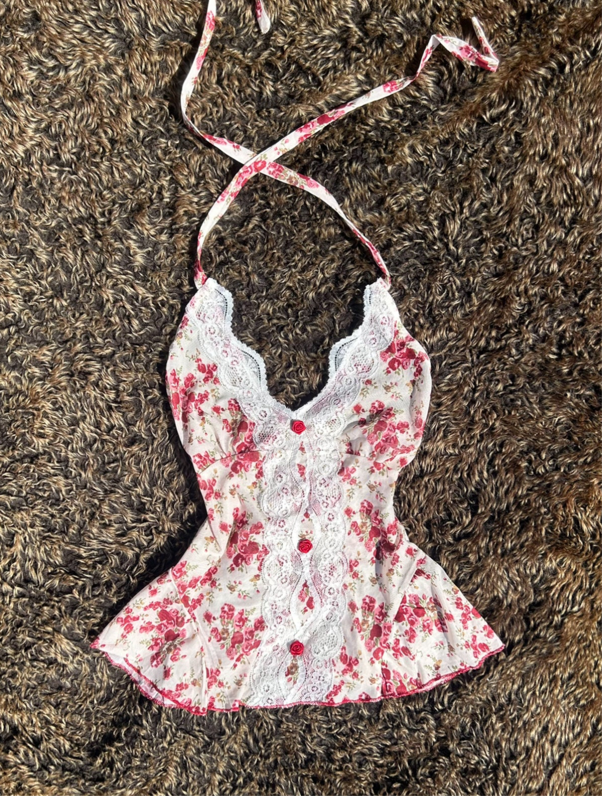 Mesh Red Floral Lace Camisole Vest Top