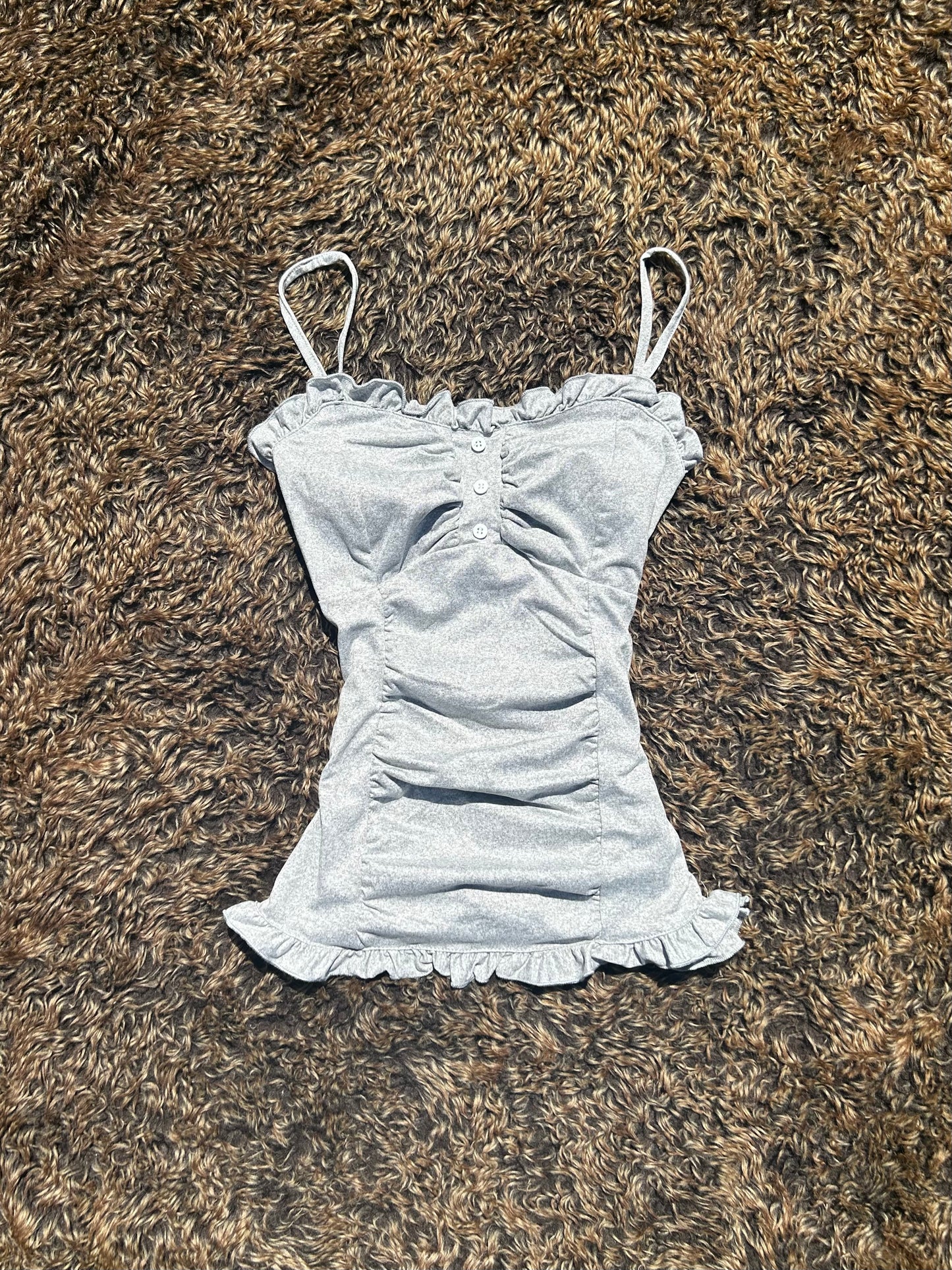 Grey Ruffle Hem Camisole Vest Top