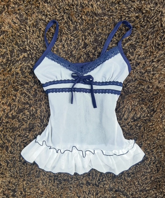 Ruffle Blue Camisole Vest Top