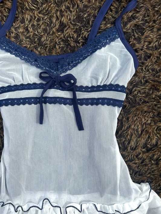 Ruffle Blue Camisole Vest Top