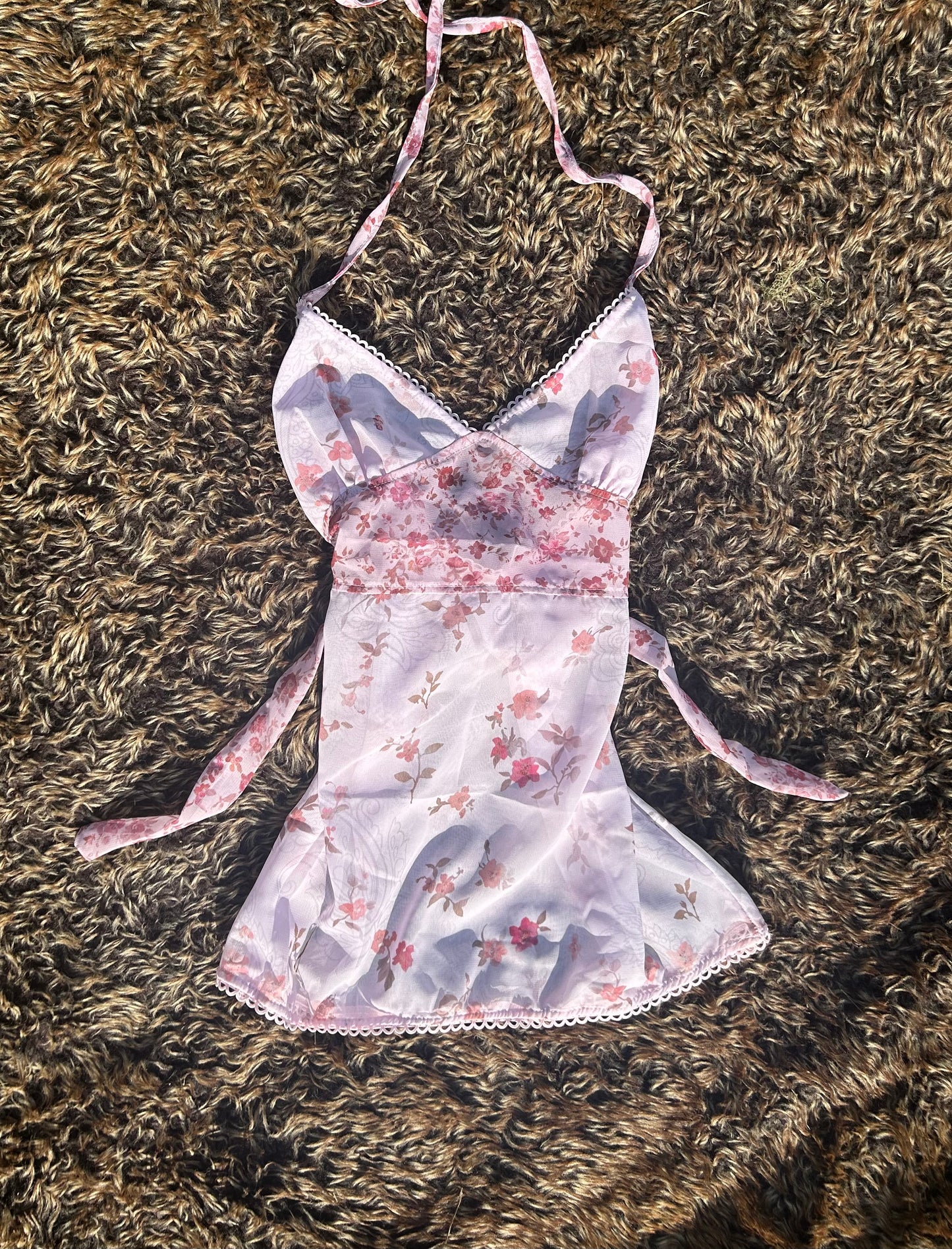 Baby Pink Rose Tie Up Back Camisole Vest Top