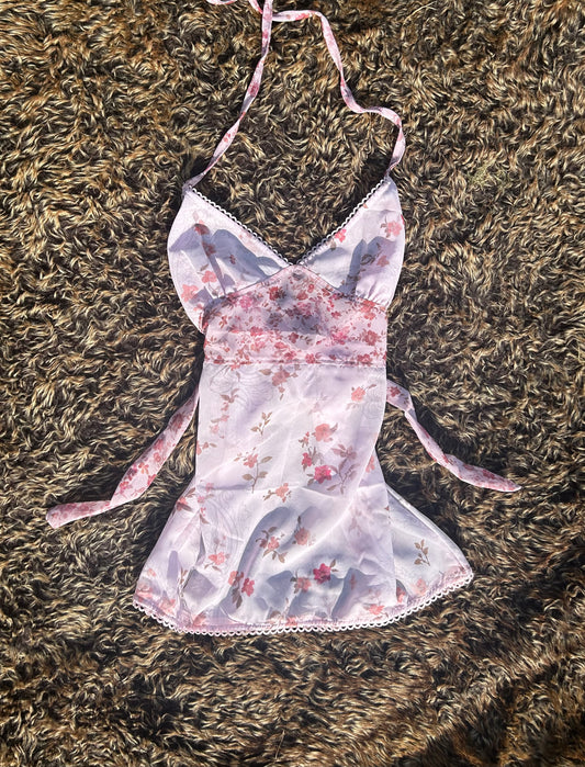 Baby Pink Rose Tie Up Back Camisole Vest Top