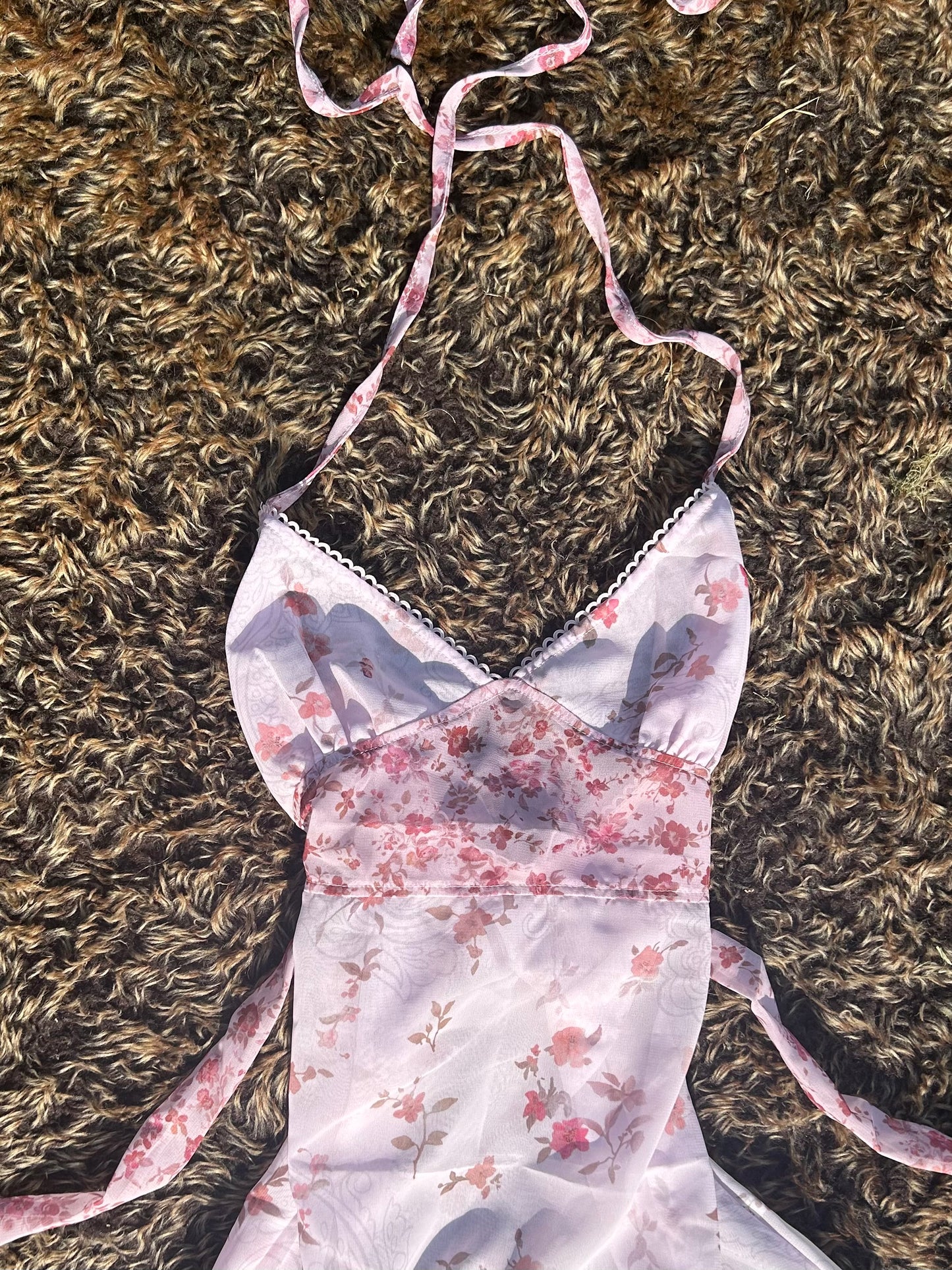 Baby Pink Rose Tie Up Back Camisole Vest Top