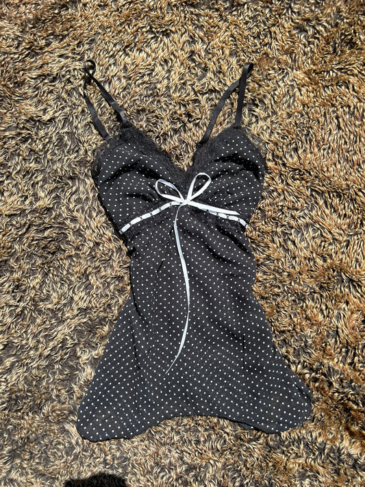 Black Polka Dot Bow Tie Camisole Vest Top