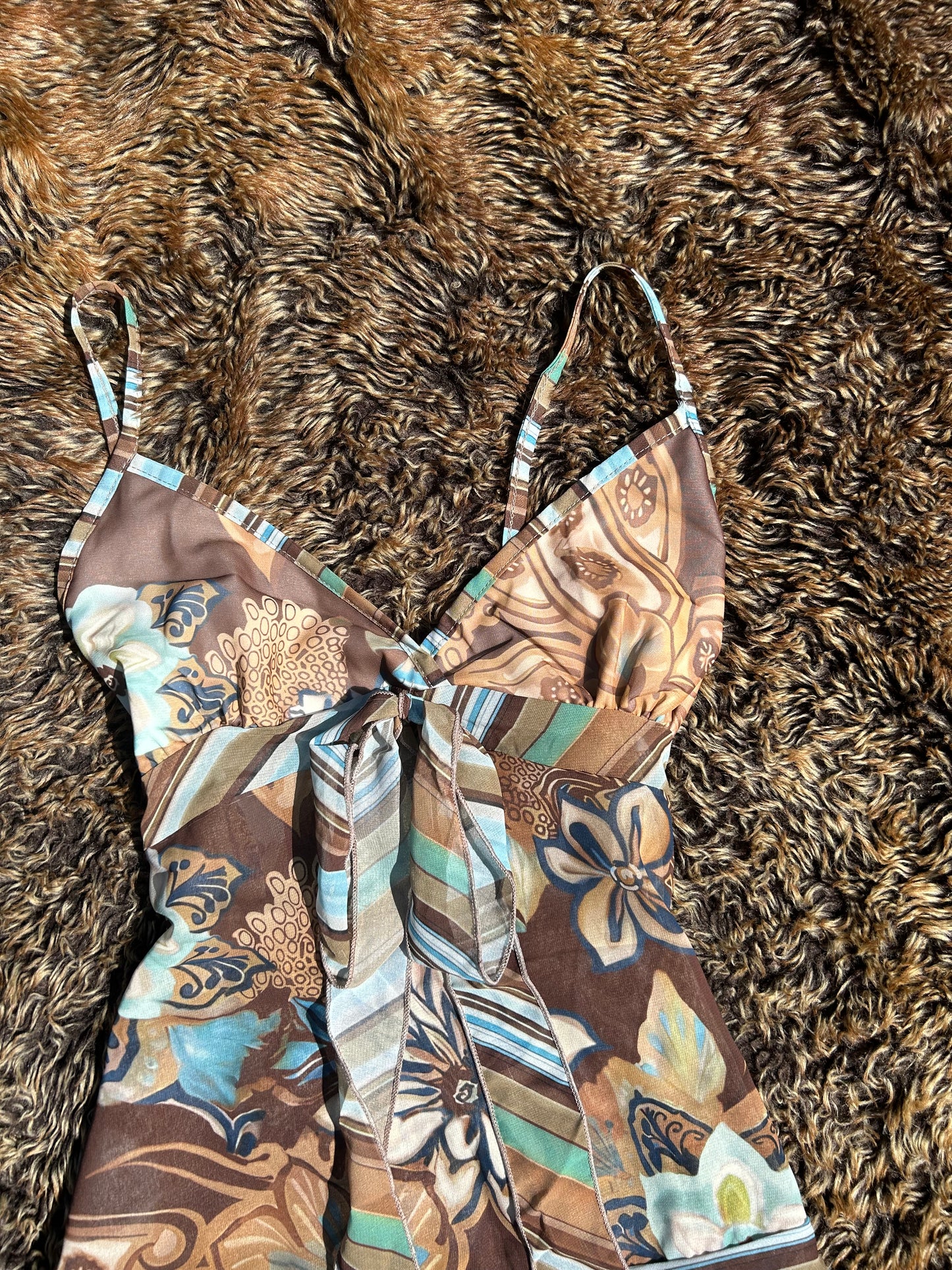 Patterened Tie Up Camisole Vest Top