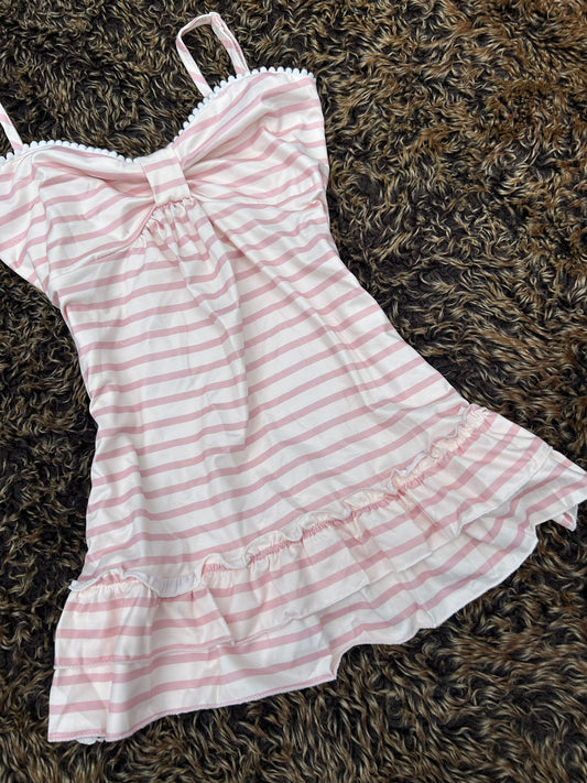 Long Pink & White Striped Camisole Vest Top