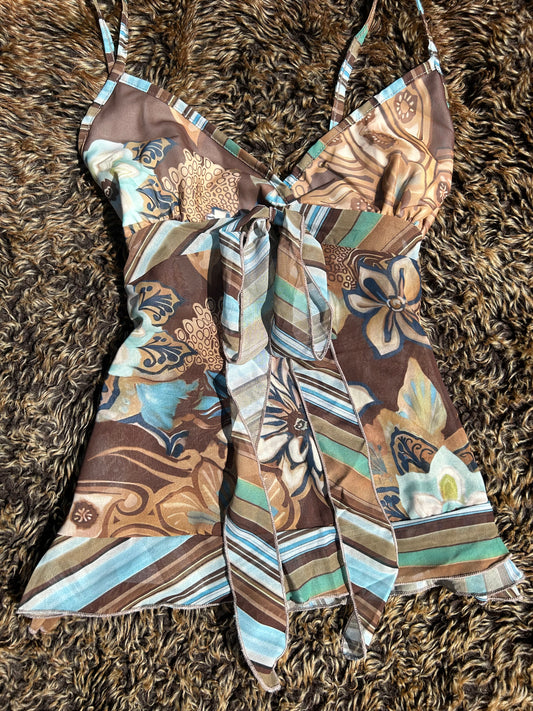 Patterened Tie Up Camisole Vest Top