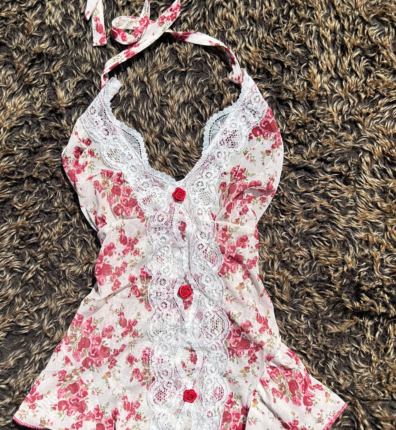 Mesh Red Floral Lace Camisole Vest Top