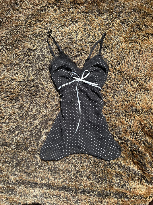 Black Polka Dot Bow Tie Camisole Vest Top