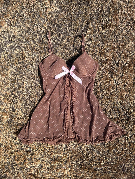 Brown Polka Dot Camisole Vest
