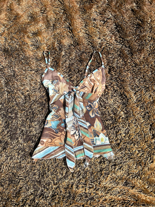Patterened Tie Up Camisole Vest Top