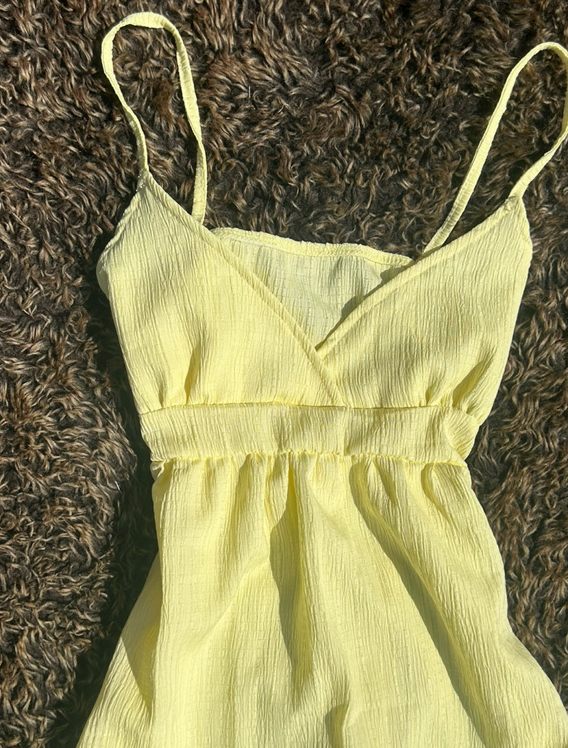 Yellow Float Tie-Up Back Camisole Vest Top
