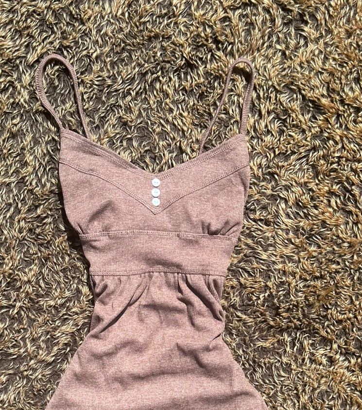Brown Tie Waist Camisole Vest Top