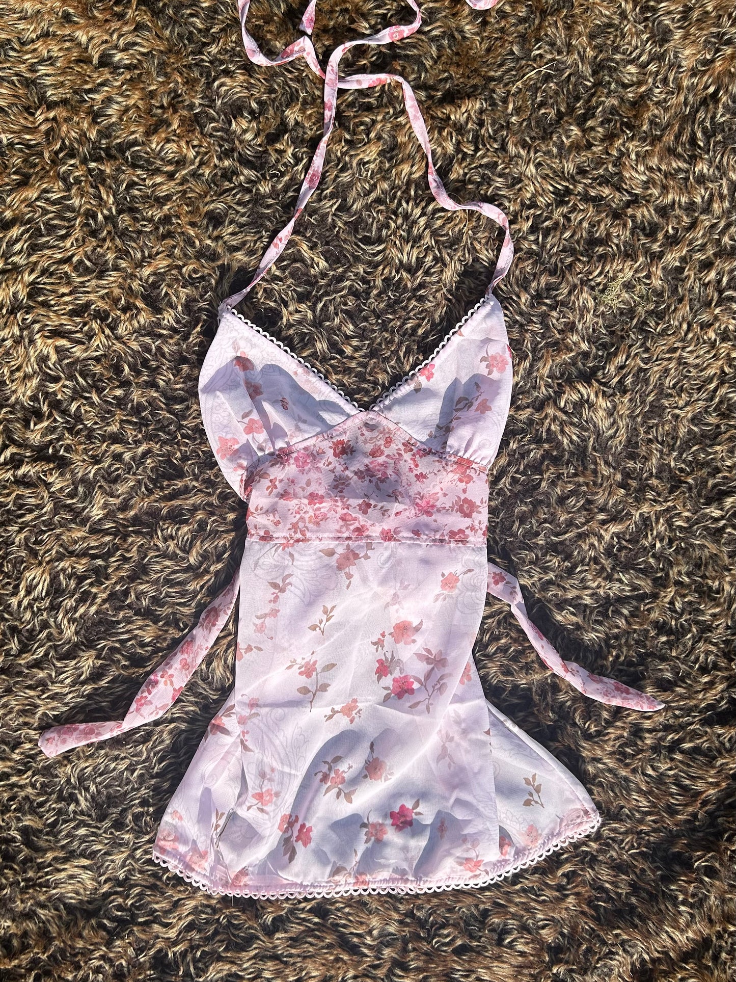 Baby Pink Rose Tie Up Back Camisole Vest Top
