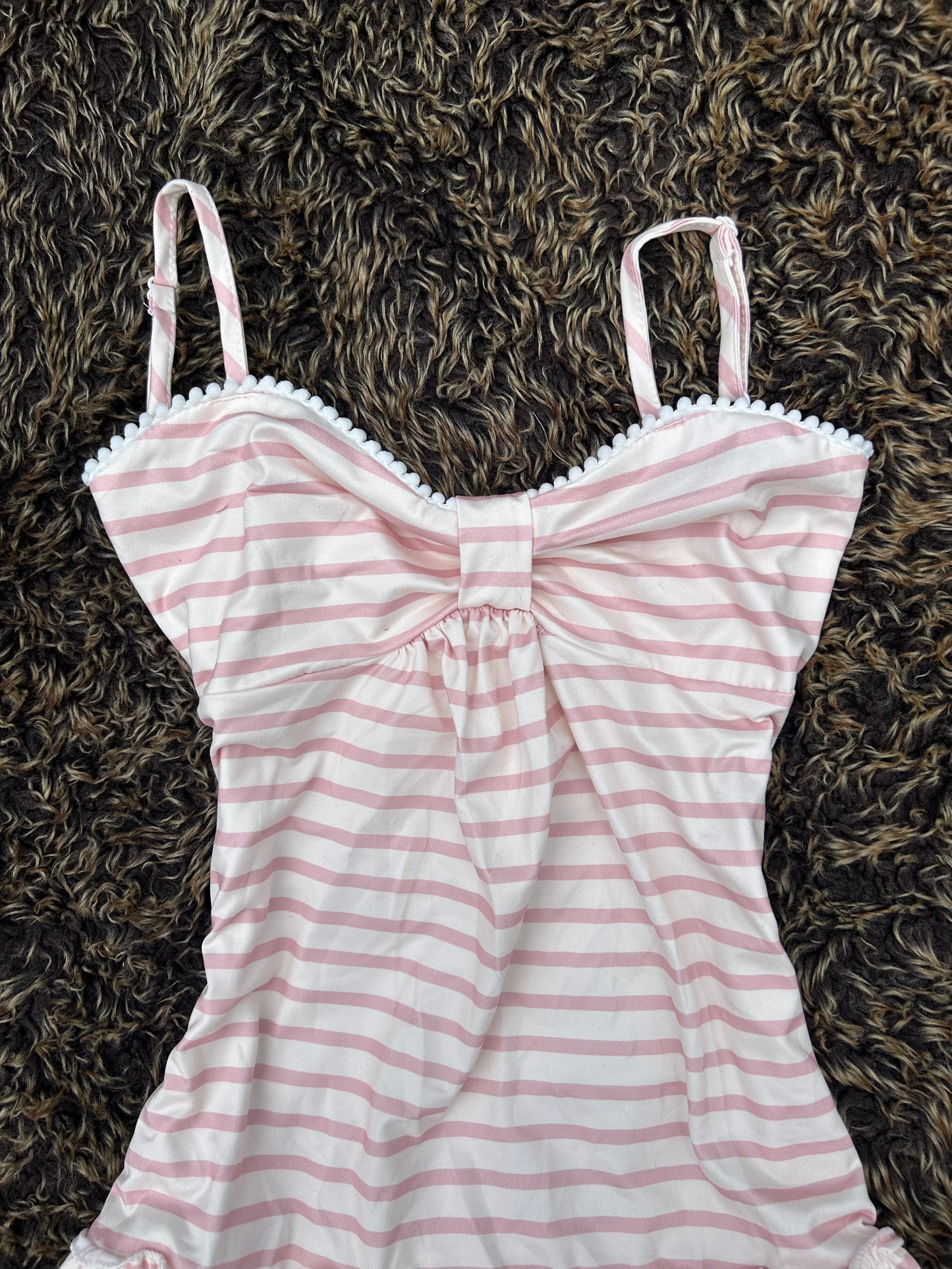 Long Pink & White Striped Camisole Vest Top