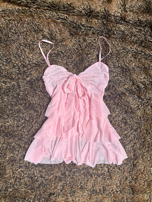 Pink Ruffle Bow Camisole Vest Top