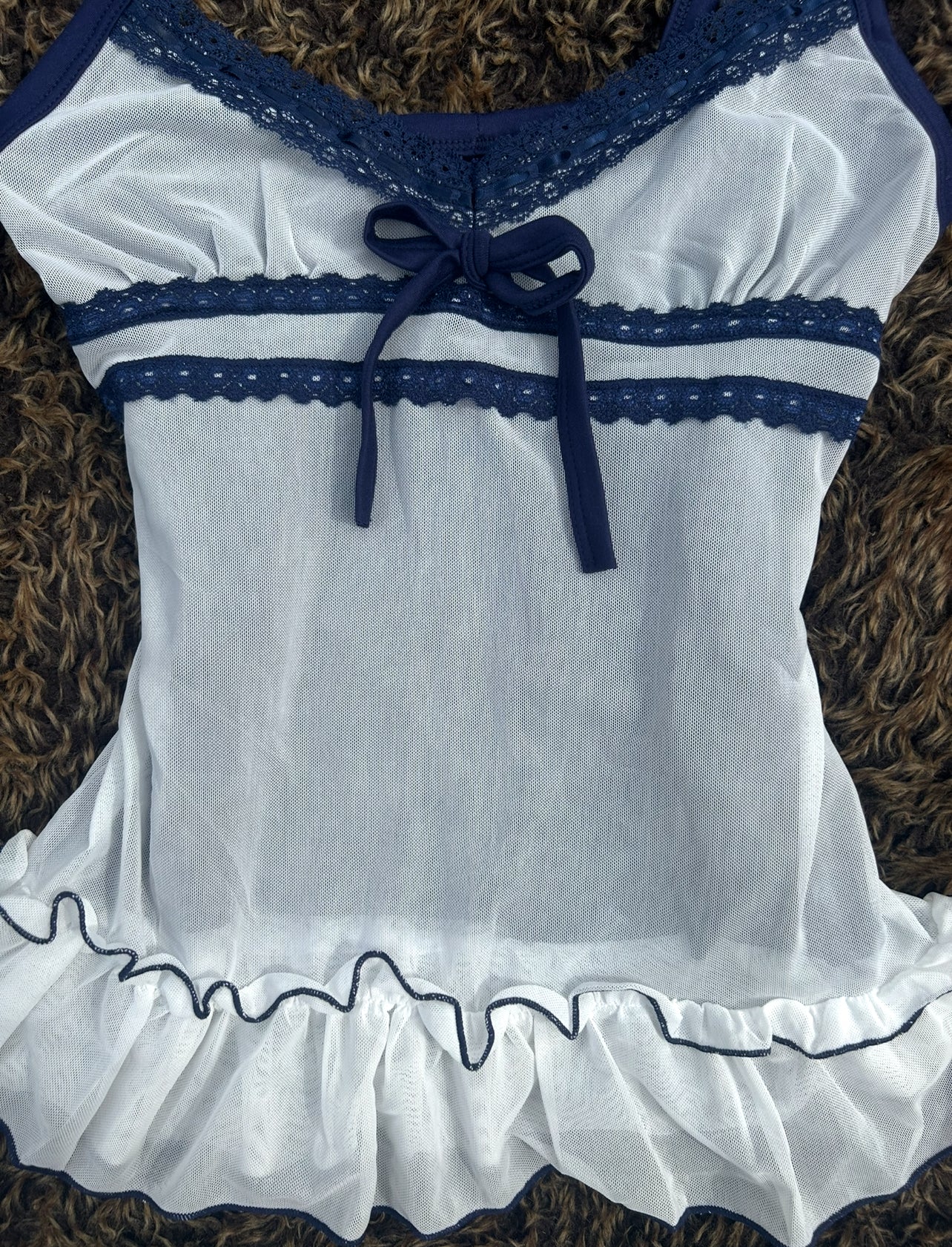 Ruffle Blue Camisole Vest Top