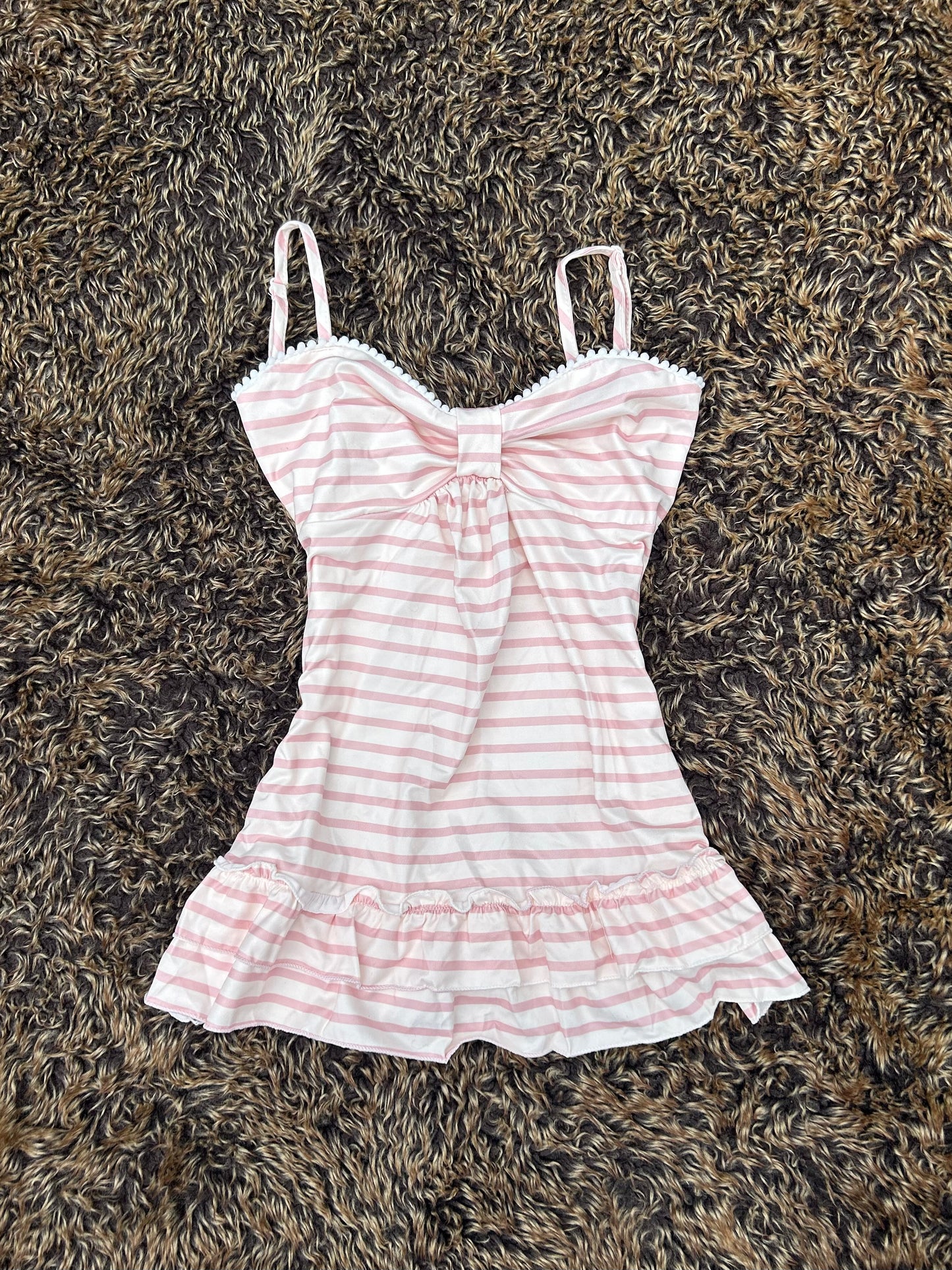 Long Pink & White Striped Camisole Vest Top