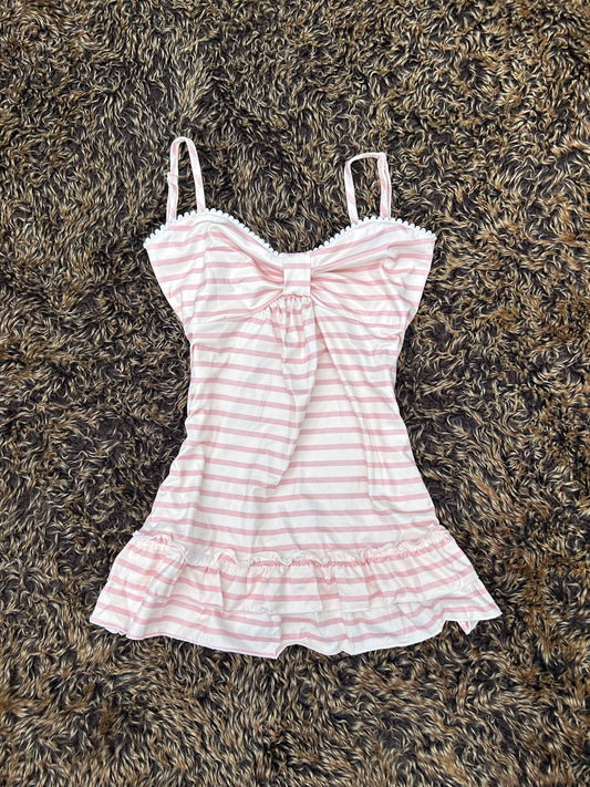 Long Pink & White Striped Camisole Vest Top